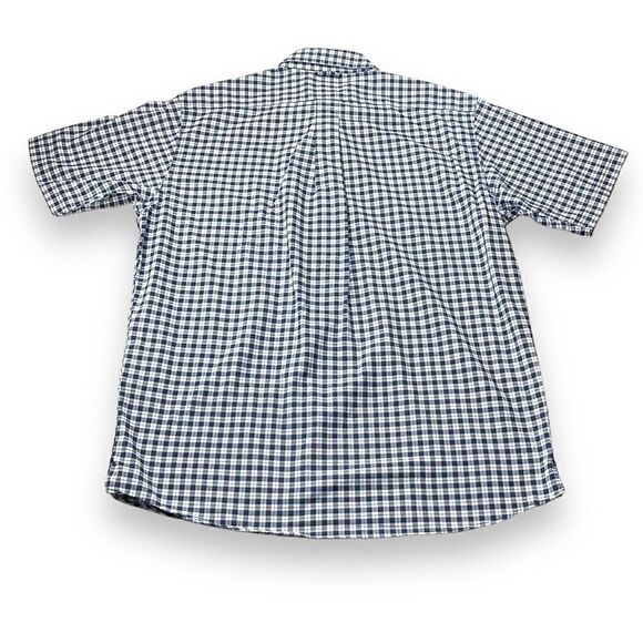 Eddie Bauer Shirt Mens Medium M Black‎ Plaid Chambray Short Sleeve Button Down - Picture 3 of 7